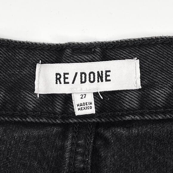 RE/DONE 70s High Rise Skinny Bootcut Jeans Washed Black Raw Hem Women’s Size 27 - Picture 5 of 8